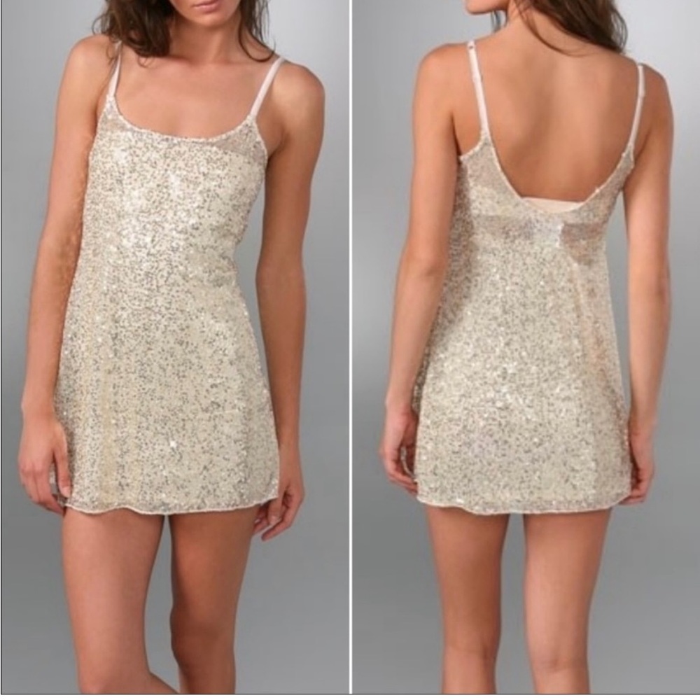 Intimately free people gold sparkly slip dress